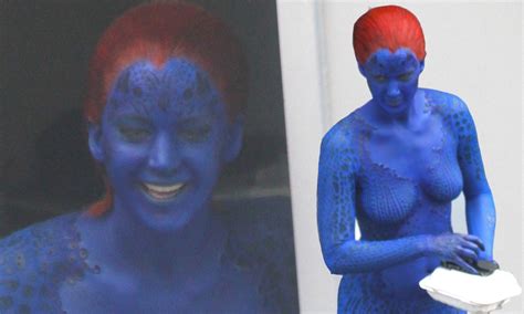 Jennifer Lawrence Tucks Into A Meal In Full Mystique Body Paint On Set