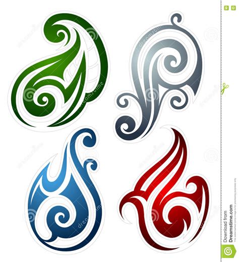 Our website uses images, trademarks and names of third party products which are the property of their respective owners. Fire, Water, Earth And Wind Emblems Stock Vector ...