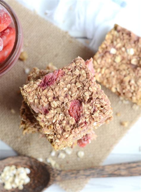 Warm and comforting, this version of oatmeal is perfect as a gluten free cereal alternative. Baked Strawberry Oatmeal Protein Bars - Low Fat, Vegan