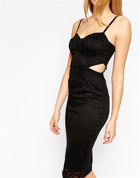 Asos Lace Cupped Cutout Midi Dress In Black Lyst