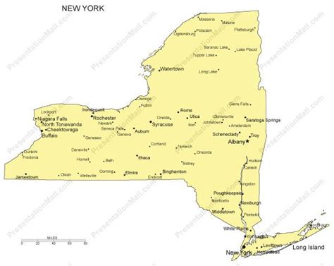 New York Powerpoint Map Major Cities
