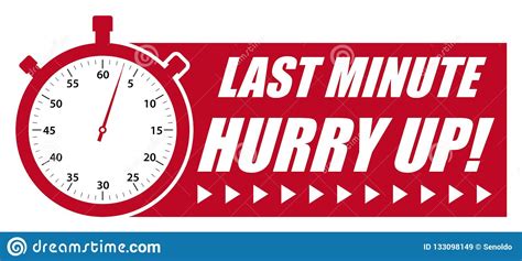 Last Minute Hurry Up Red Vector Graphic With Stopwatch Stock