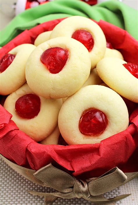 Holiday Maraschino Cherry Shortbread Cookies Sweet Spicy Kitchen