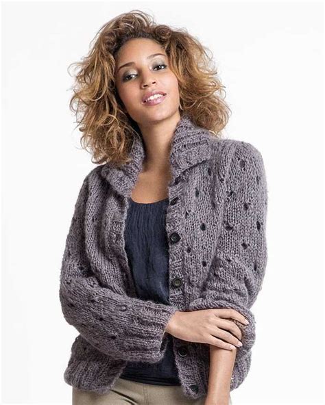 Free Knitting Pattern For A Mohair Eyelet Cardigan Knitting Bee
