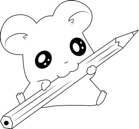 Cute Hamtaro With Pencil Coloring Play Free Coloring