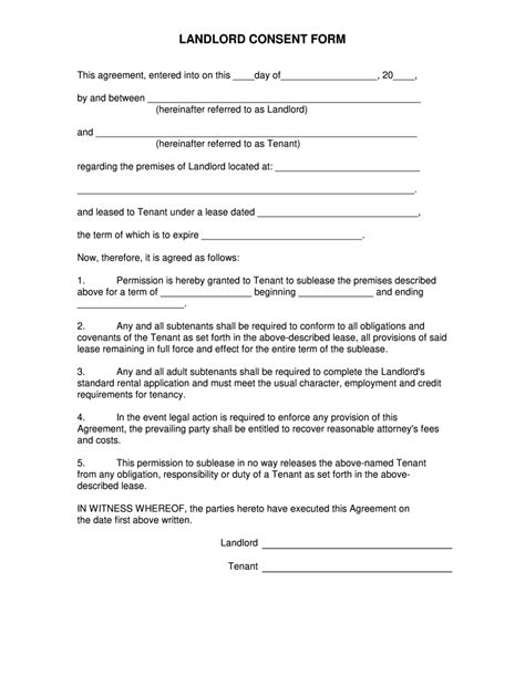 Sublease Landlord Consent Form Fill And Sign Printable Template