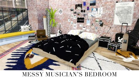 Messy Musicians Bedroom Sims 4 Speed Build Cc Links Youtube