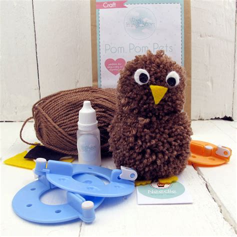 Pom Pom Pets Craft Kit Brown Owl By Sarah Hurley