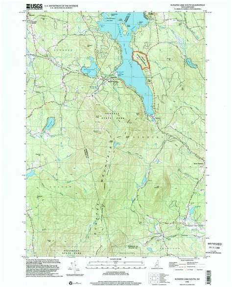 Sunapee Lake South New Hampshire 1998 2002 Usgs Old Topo Map Reprint