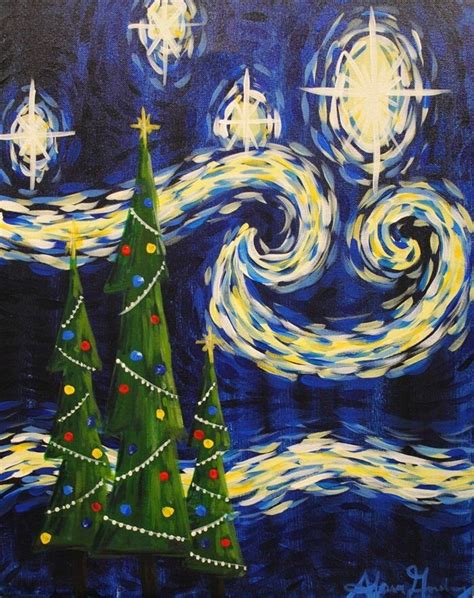 Starry Xmas Christmas Art Projects Christmas Paintings Starry Night Art