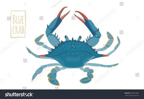 Blue Crab Vector Cartoon Illustration Stock Vector Royalty Free 408479881