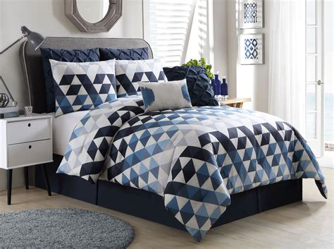 Vcny Onyx King Oversized Comforter 8 Piece Bedding Set Navy Blue