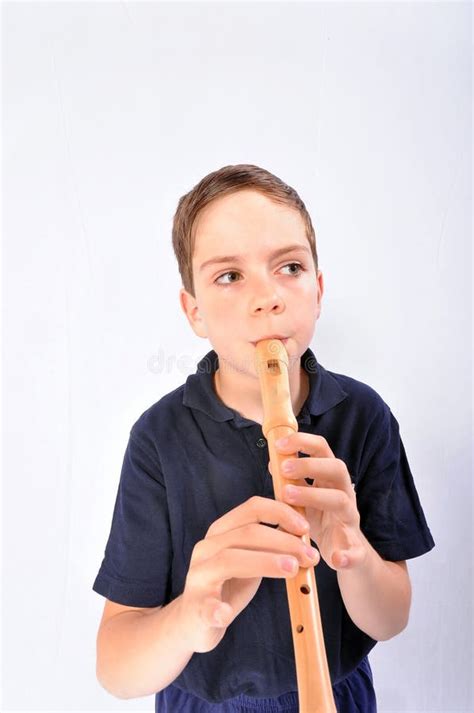 Boy Playing Recorder Stock Photo Image Of Recorder Flute 10500734