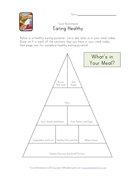 Healthy Food Pyramid Worksheet