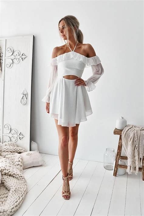 Simple White Chiffon Short Prom Dress White Cute Summer Dress White