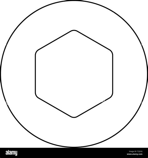 Hexagon With Rounded Corners Icon In Circle Round Outline Black Color