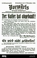 Announcement of the Abdication of the German Kaiser Wilhelm II November ...