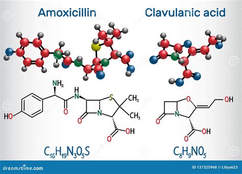 Amoxicillin And Clavulanic Acid Drug Molecule Combination Is An Antibiotic Useful For The