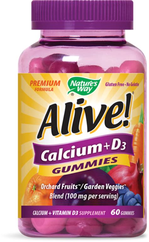 Although diet is the best way to get calcium, calcium supplements may be an option if your diet falls short. Alive! Calcium + D3 Gummies, 500 mg, 60 Gummies | Piping ...