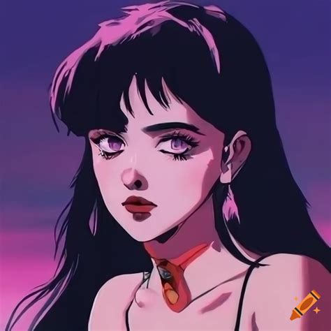 Stunning Dark Haired Woman With 80s Anime Aesthetic On Craiyon