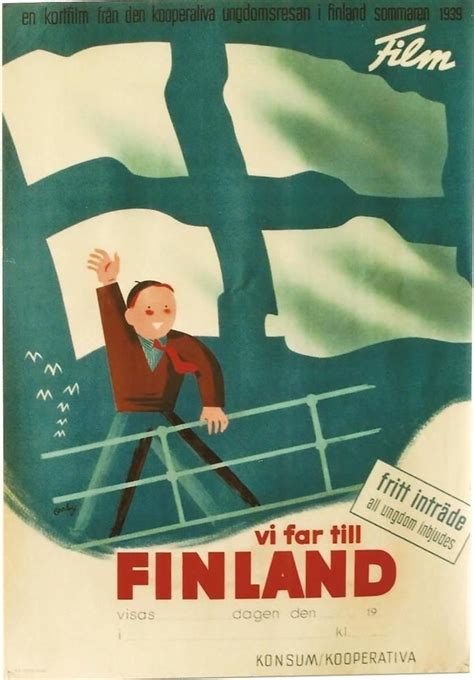 Original Vintage Poster Finland Travel By Steamer Film 1939 Artdeco