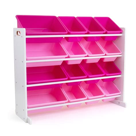 Humble Crew Molly Supersized White And Pink 16 Bin Toy Organizer