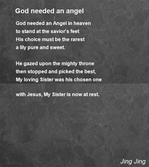 God Needed An Angel Poem By Jing Jing Poem Hunter Comments