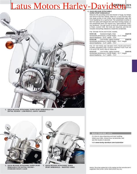 Harley Davidson Softail Parts And Accessories Catalog By Harley