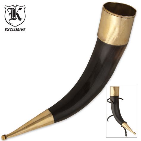 Natural Horn Drinking Horn With Brass Cap