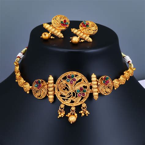 Sukkhi Floral Amazing Gold Plated Pearl Choker Necklace Set For Women Sukkhiglobal