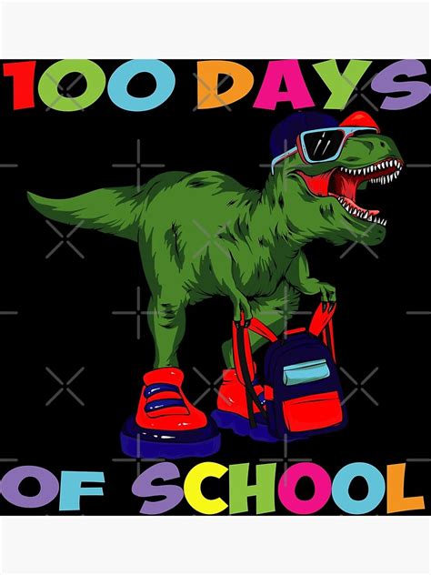 100th Days Of School Dinosaur Trex In Cap And Sunglasses Art Print