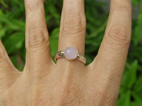 Rose Quartz Ring Gemestone Engagement Ring 14k Gold Ring Etsy