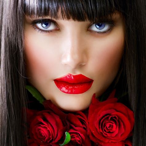 K K Roses Lips Brown Haired Face Makeup Nose Hd Wallpaper