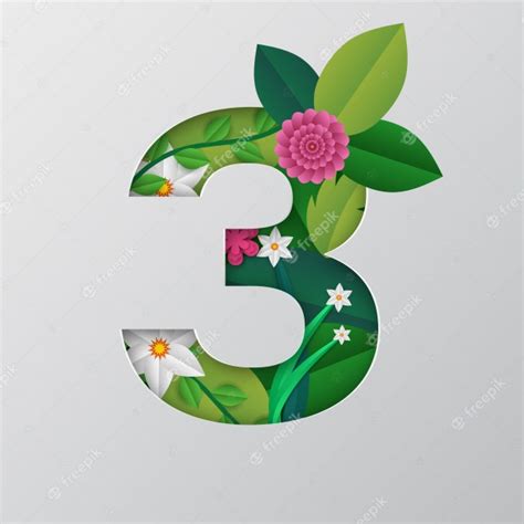 Premium Vector Three Number Made By Floral Design