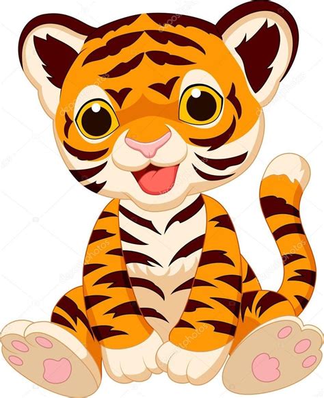 Descargar Caricatura Lindo Bebé Tigre — Ilustración De Stock