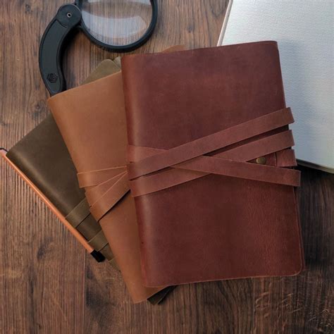 Leather Notebook Cover With Personalization Personalized Etsy