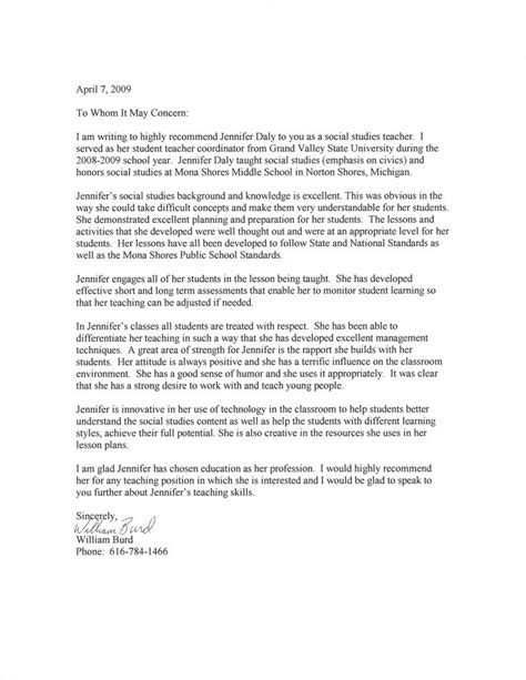 student teacher recommendation letter examples letter