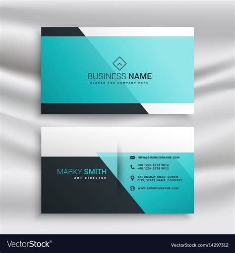 Elegant Business Card Design Template With Blue Vector Image