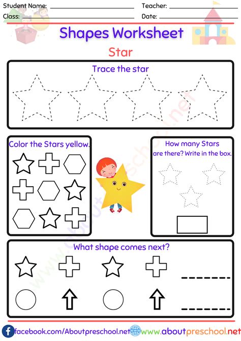 Shapes Worksheets Star About Preschool