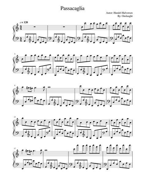 Passacaglia Handel Halvorsen Sheet Music For Piano Solo