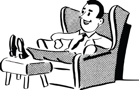 Free Clipart Of A Retro Man Relaxing In A Chair Black And White