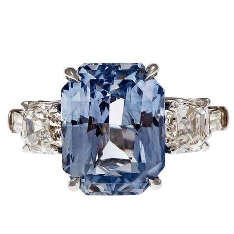 Peter Suchy Light Blue Sapphire Diamond Platinum Engagement Ring For
