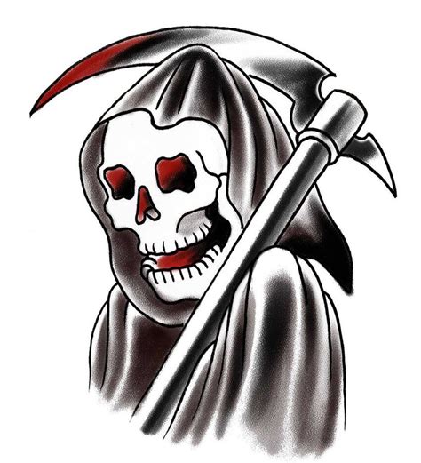 Traditional Grim Reaper Tattoo Cartoon Viraltattoo