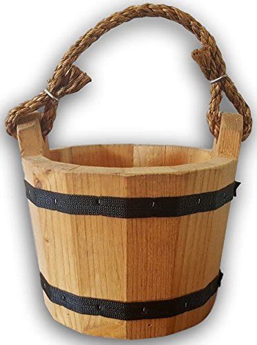 Wooden Bucket Water Pail Handmade Vintage Style Planter