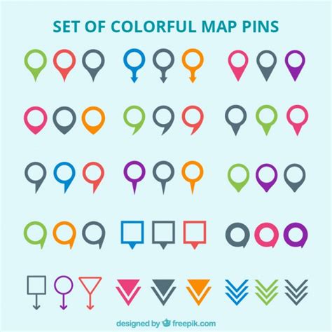 Free Vector Set Of Colorful Map Pins