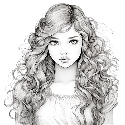 Cute Long Hair Realistic Girl Coloring Pages Coloring Library