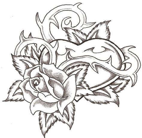 Cool Drawings Of Hearts Heart And Rose By Thelob On Deviantart Rose Drawing Tattoo Heart