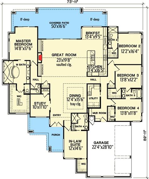 Aren't family bathrooms the worst? Plan 31185D: 4 Bedroom Modern with In-Law Suite | Modern ...