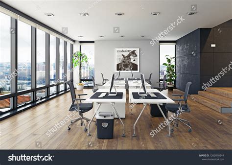 Modern Office Interior 3d Rendering Concept Stock Illustration