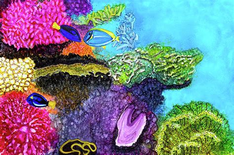 Undersea Coral Reef And Tang Fish Painting By Deborah League Fine Art